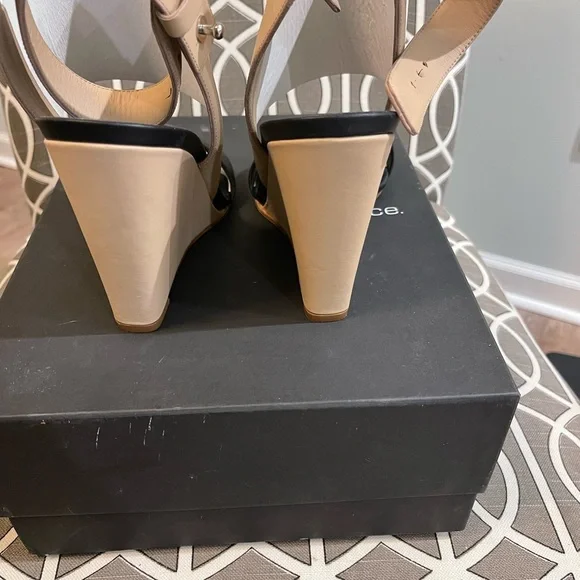 Vince: wrap sandal bone, black and white wedge heel - Picture 9 of 10